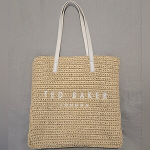 Ted Baker Raffia Skye Tote In White/Beige
